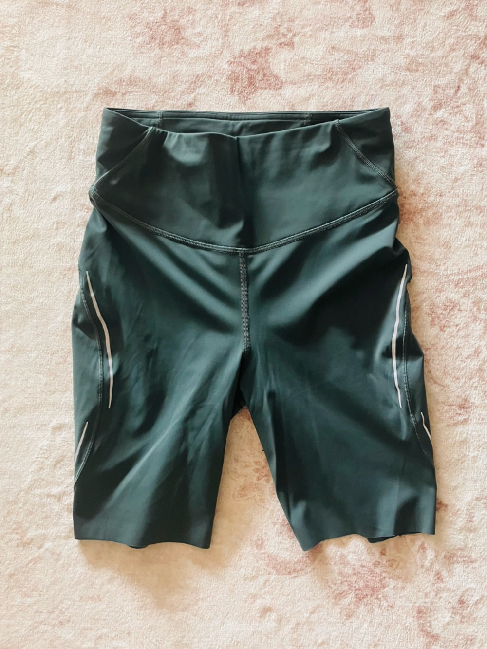 lululemon athletica Dark Green High-Rise Bike Shorts with Reflective Accents